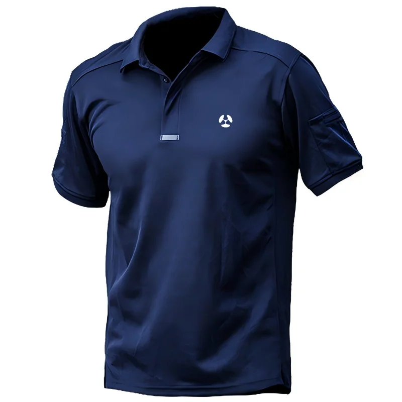 Tactical T-Shirt, Lapel, Quick Drying Short Sleeved, Outdoor Sports Sweatshirt, Breathable Shirt, Military Fans