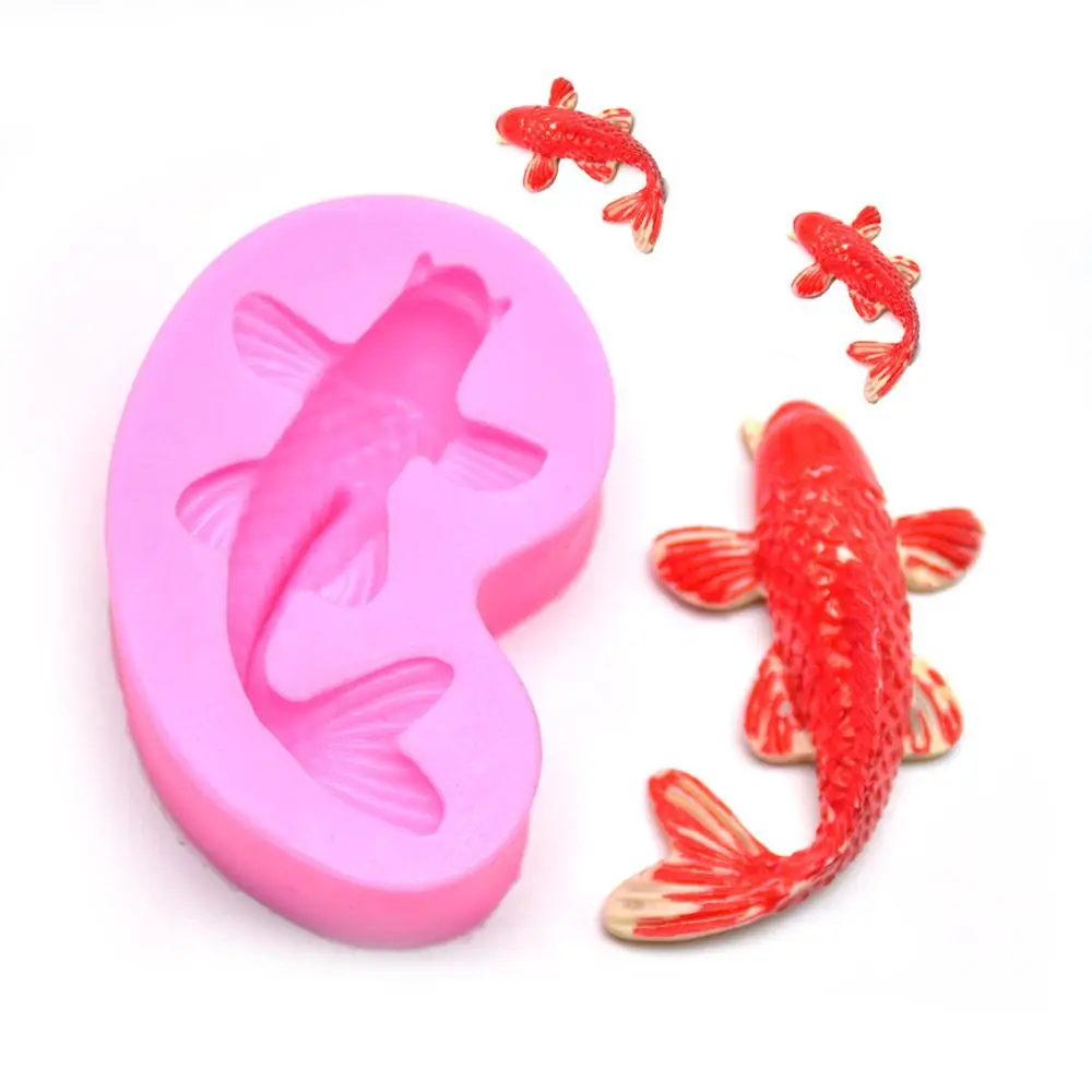 DIY Goldfish Fondant Silicone Mold - 3D Realistic Shaped Carp Fish Sugar Craft Silicone Mold For Boys Girls Birthday Baby Show