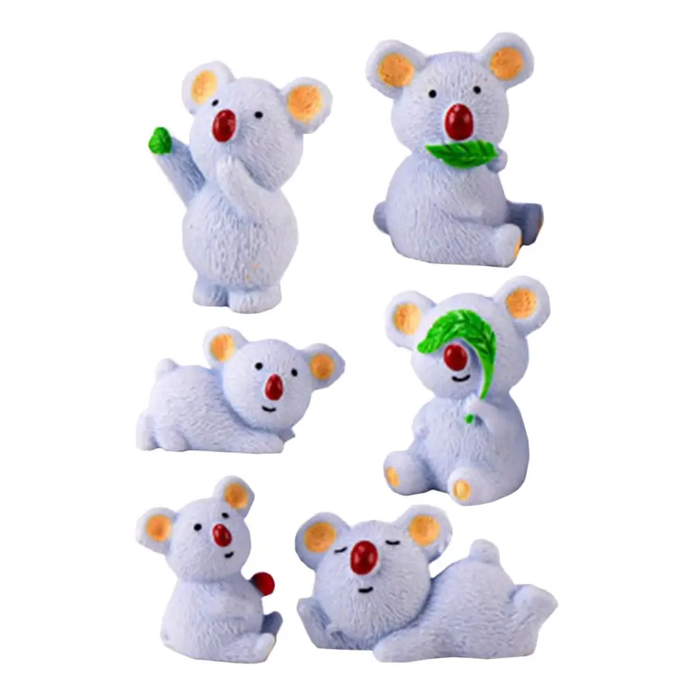 

6 Pcs Resin Koala Bear Figurines Grey Miniatures Landscape Decors DIY Gifts Desktop Ornaments Plant Decorations
