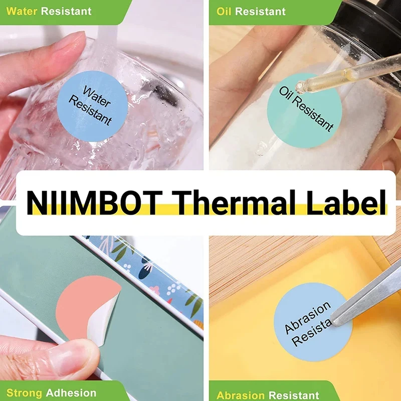 Niimbot B1 B21 B3S Thermal Portable Printer Round Sticker Paper Roll White Transparent Waterproof Sticker Label Maker Price Tag