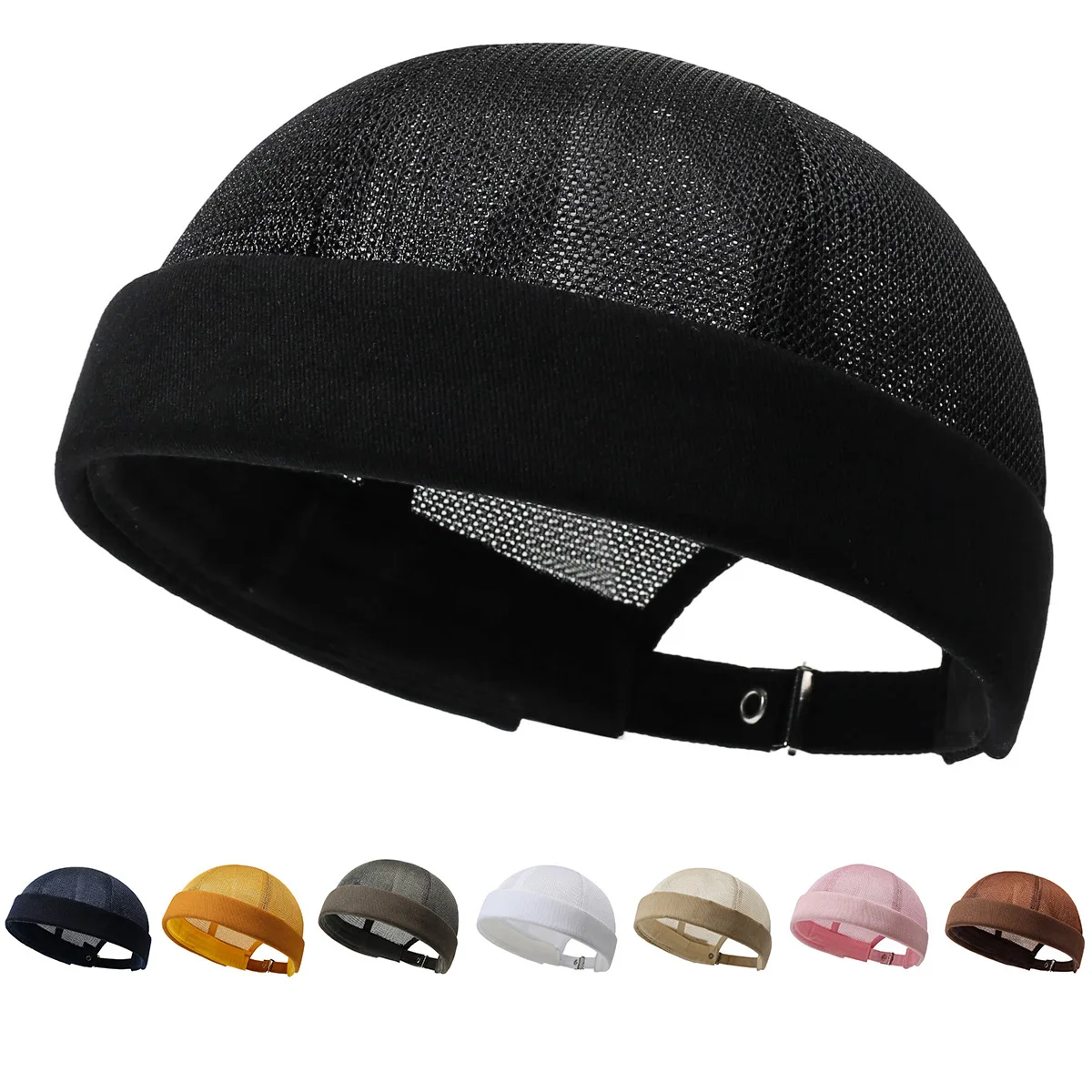 Simple American Retro No Brim No Brim Watermelon Round Cap Pure Mesh Hat Breathability Men Women Hip Hop Hat