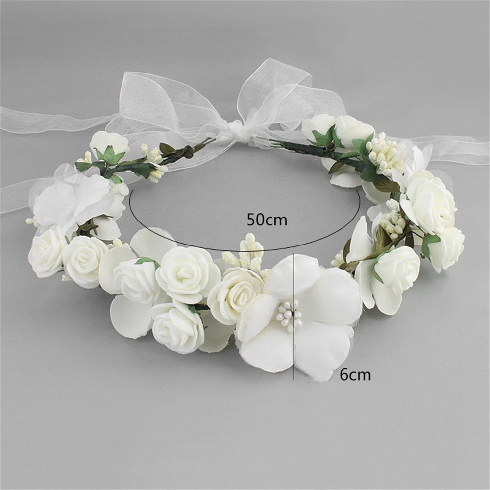 Couronne de fleurs artificielles 3D pour femmes, accessoire de cheveux pour mariée, bandeau Floral de mariage, ruban, guirlande, 2022