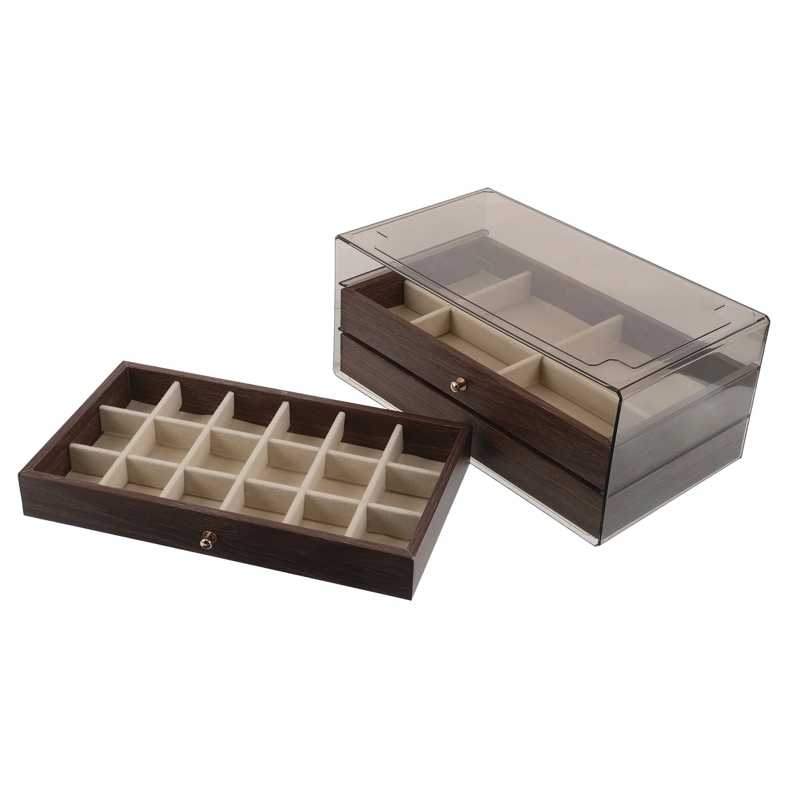 

Vintage Wood Jewelry Box Retro Multi Layer Trinket Organizer Small Keepsake Case Rings Necklaces Bedroom Storage Chest