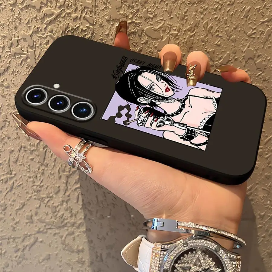 حافظة لهاتف سامسونج جالاكسي A40 A16 A17 A30 A15 A20 A13 A70 A10 A12 A04 A06 A50 A05 غطاء هاتف ناعم أسود أنيمي ناناس أوساكي خط #4