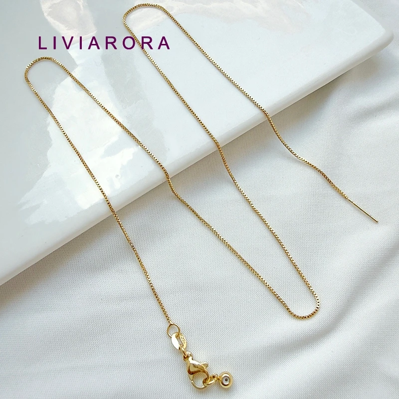 1/2/3Pcs 45/50cm Length 18K Gold Plated Brass Box Chain Necklace,Adjustable 1mm Thin Box Chain For Jewelry Making Accessories