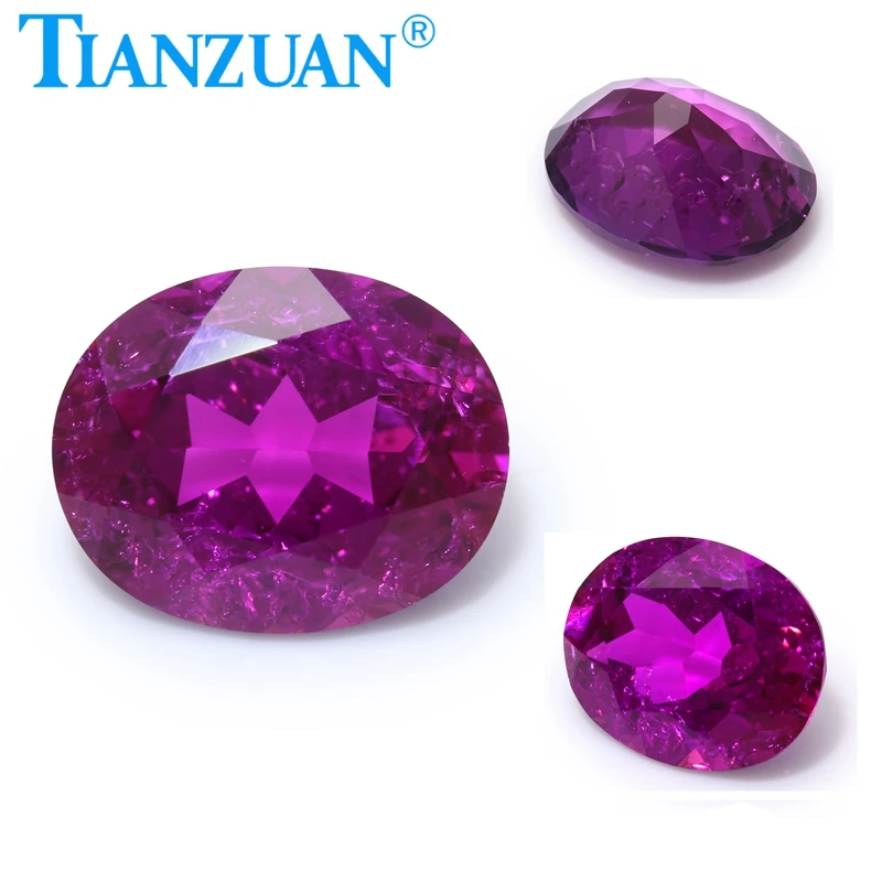 

Фиолетовый синтетический сапфир овальной формы, выращенный в лаборатории, с видимыми включениями и трещинами, с сертификатом AGL.