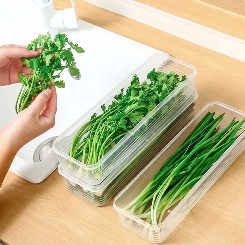 Storage Crisper Boxes with Lid Rectangle Noodle Food Storage Box Refrigerator Transparent Moisture-Proof Sealed Food Storage