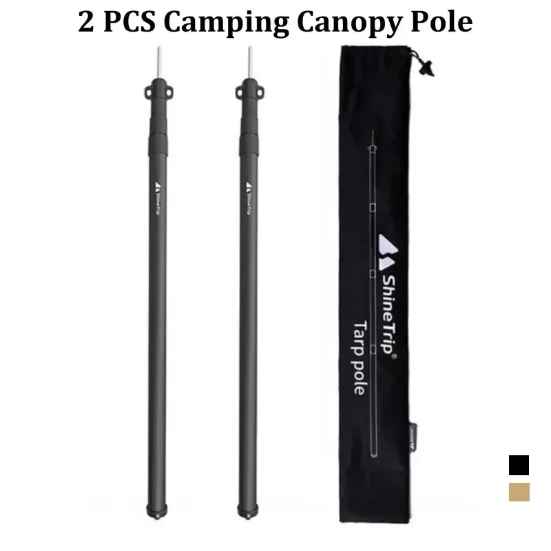 

2 pcs Telescopic Camping Awnings Tent Pole 4 Section Aluminum Alloy Awning Rod Height 213cm for Supporting Tent Sun Shelter Tarp