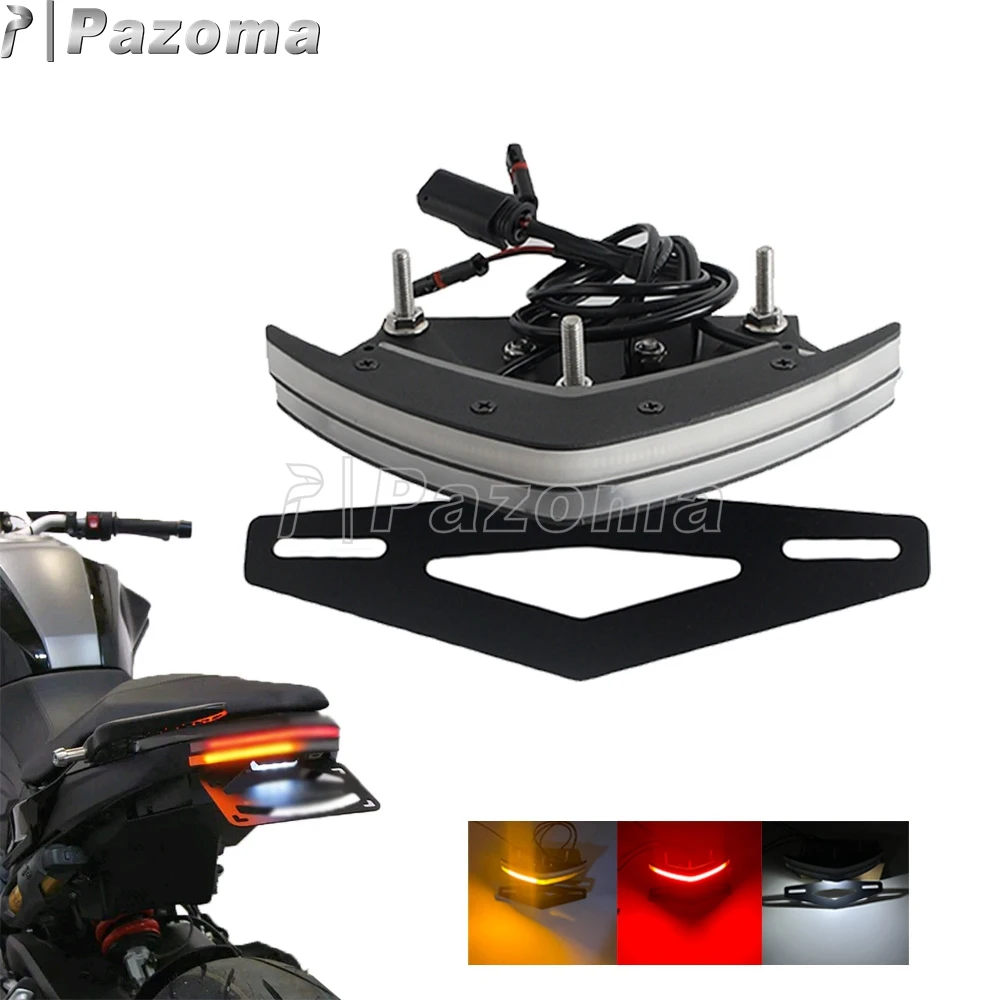 Motorcycle Number Plate With Light LED Turn Signal Lamps Rear Brake Blinker Fender Eliminator For BMW F900R F900XR CNC Aluminum