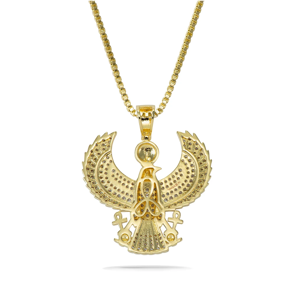 2023 New Hip Hop Pendants for Men Horus Eagle Pendant Necklaces Gold Plated Cubic Zirconia Brass Ice Out Fine Jewelry Zircon