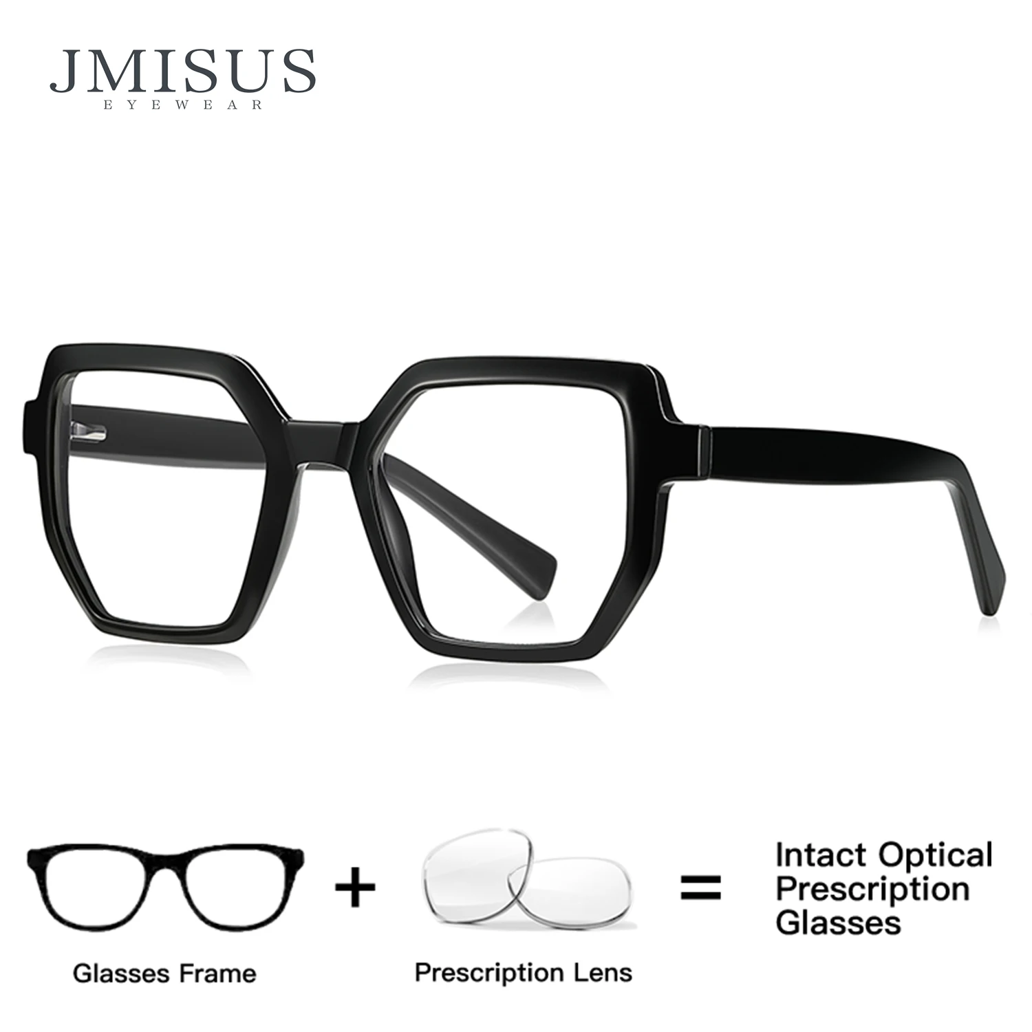 

JMISUS Polygon Acetate Frame Glasses for Women Multifocal Progressive Lenses Photochromic and Anti Blue Light
