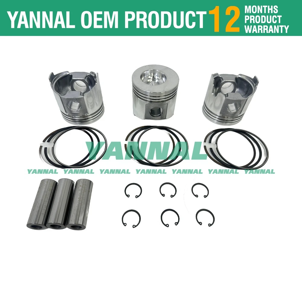 3PCS 3TNV88T 3TNV88 S3D88E-5 Kolbensatz mit Ringsatz für Yanmar Komatsu Motor