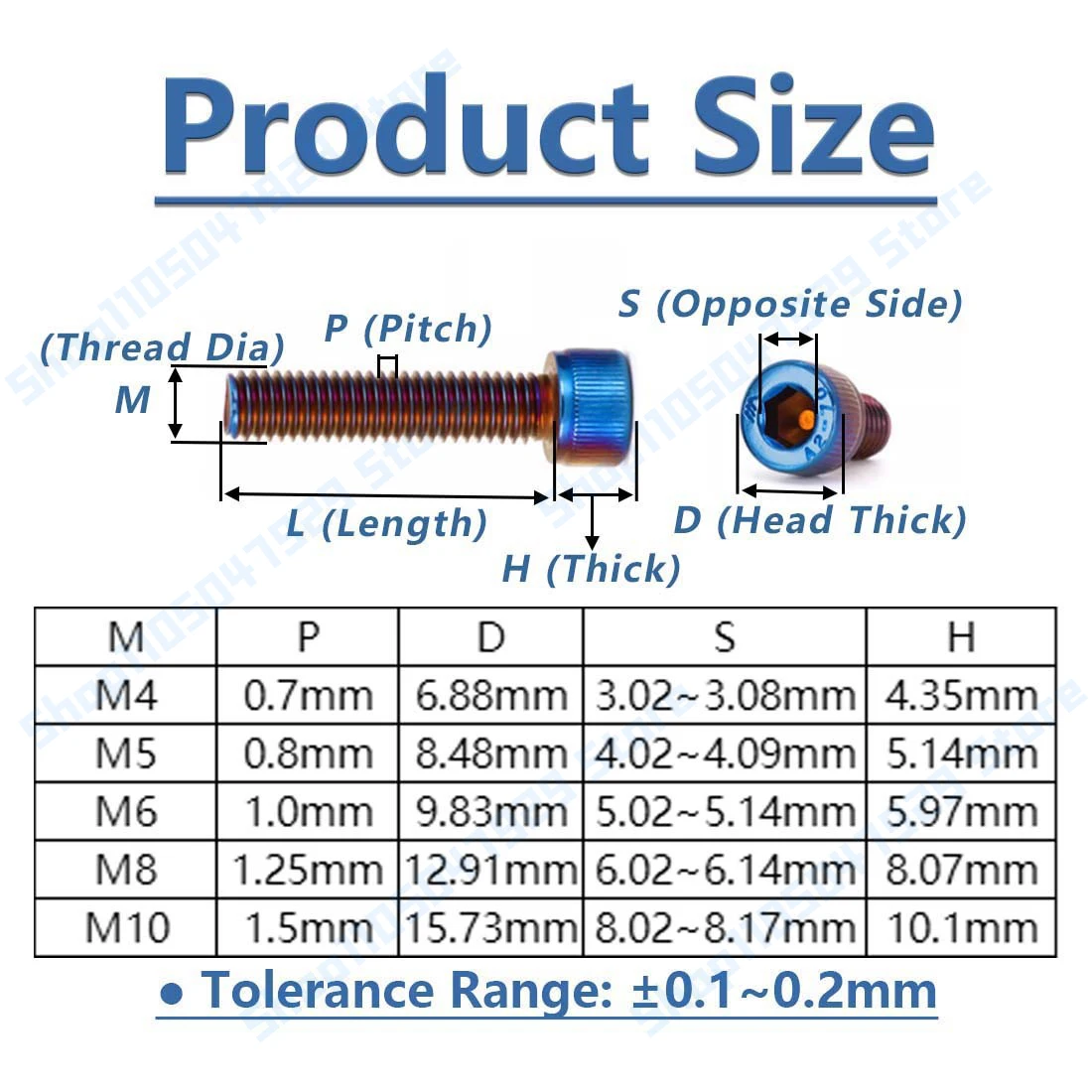 1/2/3/5pcs 304 Stainless Steel Hex Socket Cap Head Screw M4 M5 M6 M8 M10 Fuel Tank Cover Bolt Allen Bolt DIN912 Burn Blue