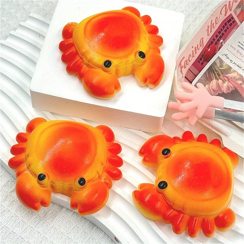 Groot krabknijpspeeltje - Zacht TPR-materiaal met levendige oranje en zwarte kleuren, realistisch krabontwerp voor ontspanning en ontspanning, december