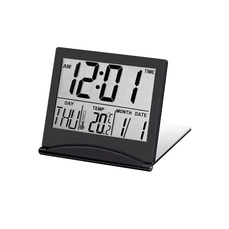 Electronic Folding LCD Digital Alarm Clock Desktop Temperature Hygrometer Clock Weather Station Desk Table Clock