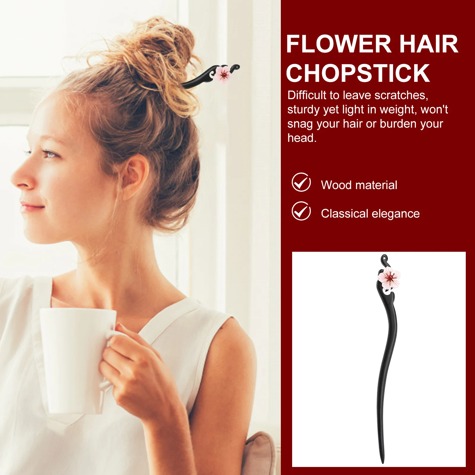 

Elegant Flower Chopstick Flower Clip Pin Smooth Bun Maker For Thick Curly Hair Bun Maker Hair Styling Stick
