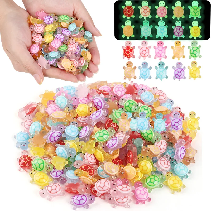 

50pcs Mini Luminous Turtle Ornaments Glowing in The Dark Turtle Micro Landscape Kids Toys Home Decoration Birthday Party Gift