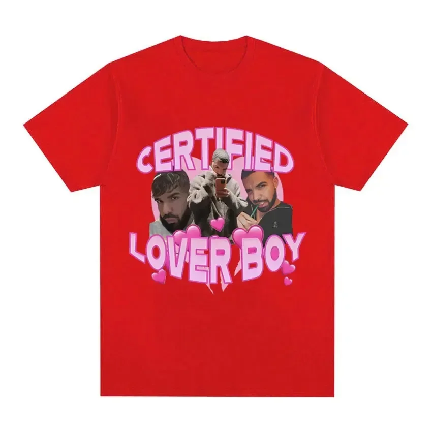 Certyfikowana koszulka z albumem muzycznym Lover Boy Funny Drake Meme Graphic Tee Shirt Męska koszulka hiphopowa Oversized Cotton T-shirt 2024