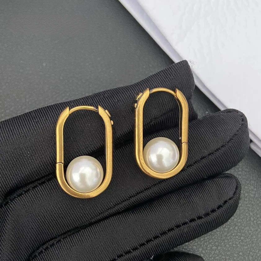 Pendientes redondos de latón con perlas para mujer, joyería de alta calidad, tendencia, marca de diseñador de moda