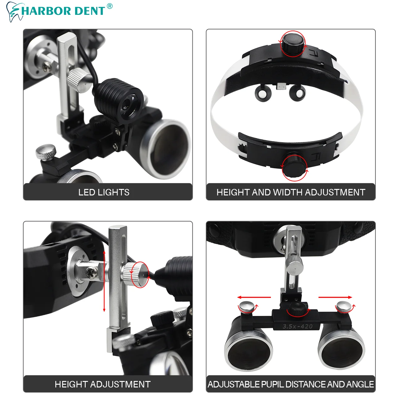 Loupe dentaire binoculaire avec casque, lumière de sauna 3W, loupe montée sur la tête, générateurs de propormédicale de laboratoire, boîte en métal, 2,5 x, 3,5 x