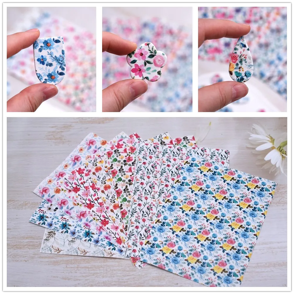 SNASAN Polymer Clay Color Flowers Watercolor Transfer Paper Soft Pottery Ornament Pendants Eearrings Jewelry Making Materials