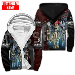 Tessffel 3DPrint Construction Worker Architect Operator Harajuku Autumn Warm Winter Thick Coat Zipper Fleece Hoodies Jacket S3