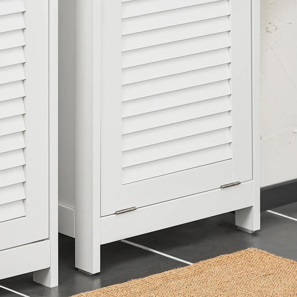 SoBuy BZR124-W Hochschrank mit ausklappbarem Wäschesack Badezimmer Schrank Badschrank schmal Wäscheschrank Badregal – Detail 14