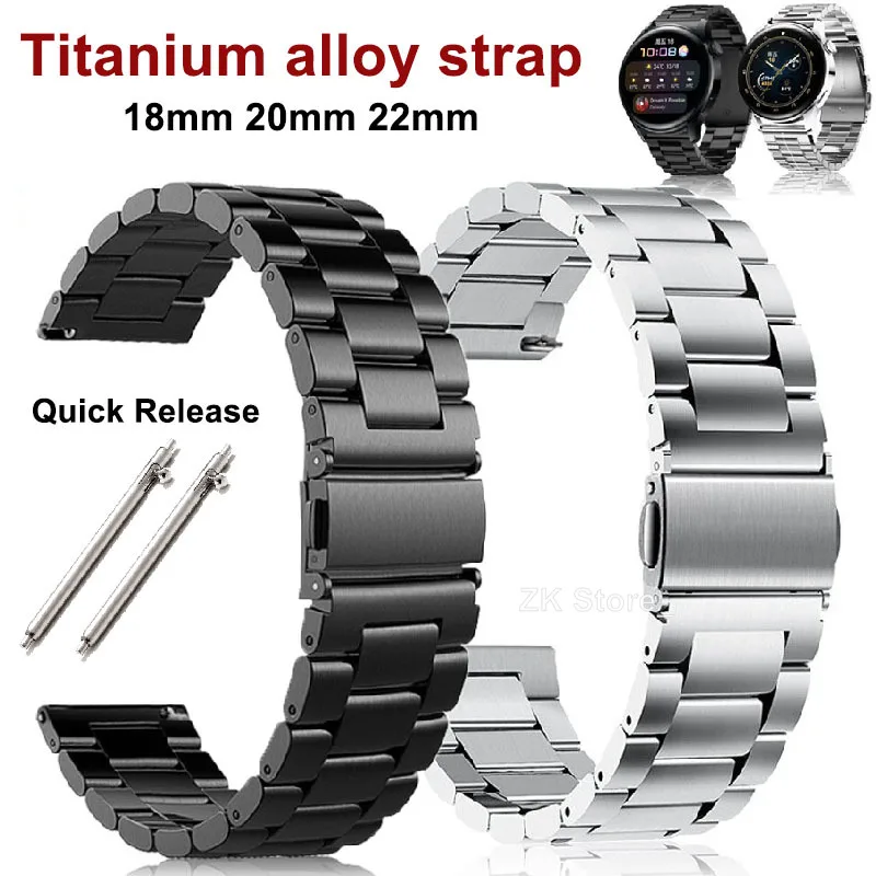 20mm 22mm Titanium Strap for Huawei Watch GT/2/3/Pro Stainless Steel Wristband for Huawei Watch 46mm 42mm/Samsung Watch 3/4/5