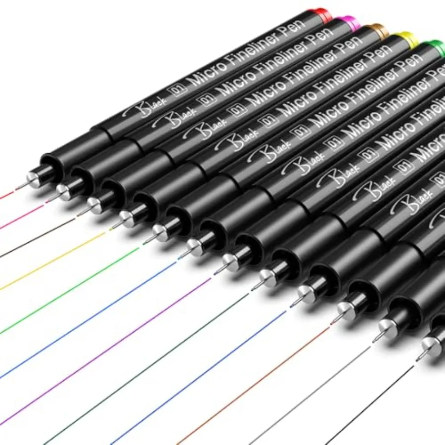

Point Micro Pens, 12 Colored 0.25mm Extra Fine Fineliner Pens, Quick-Dry Waterproof Ink, No Bleed-Through for Journaling, Bible
