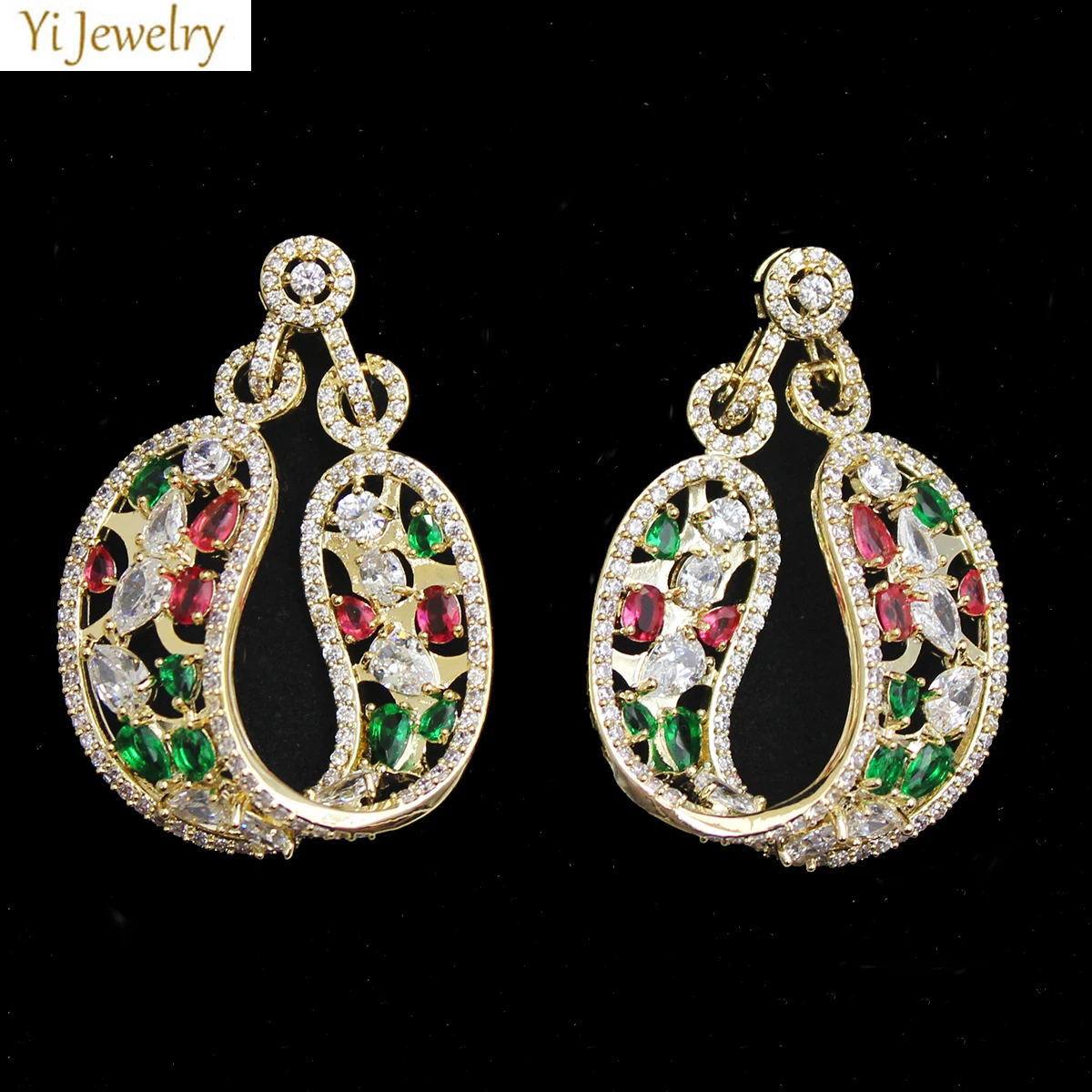 

gold silver color Earrings unique style Wedding Dinner Party U Shape Dangle Earrings shiny zirconia