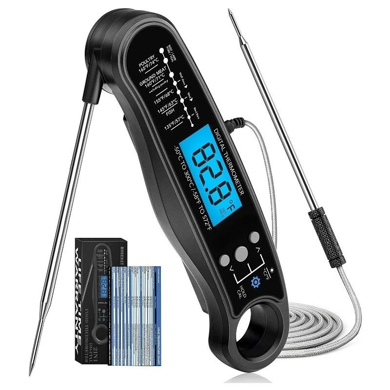 

Digital Kitchen Food Thermometer for Meat Thermometer with 2 Probes for BBQ Cooking Fast & Precise Thermometer Tools Backlight