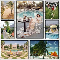 Slim Aarons Photography Palm Pool Party The Upper Class Society In 19th Century Canvas Painting Wall Pictures Retro Home Decor