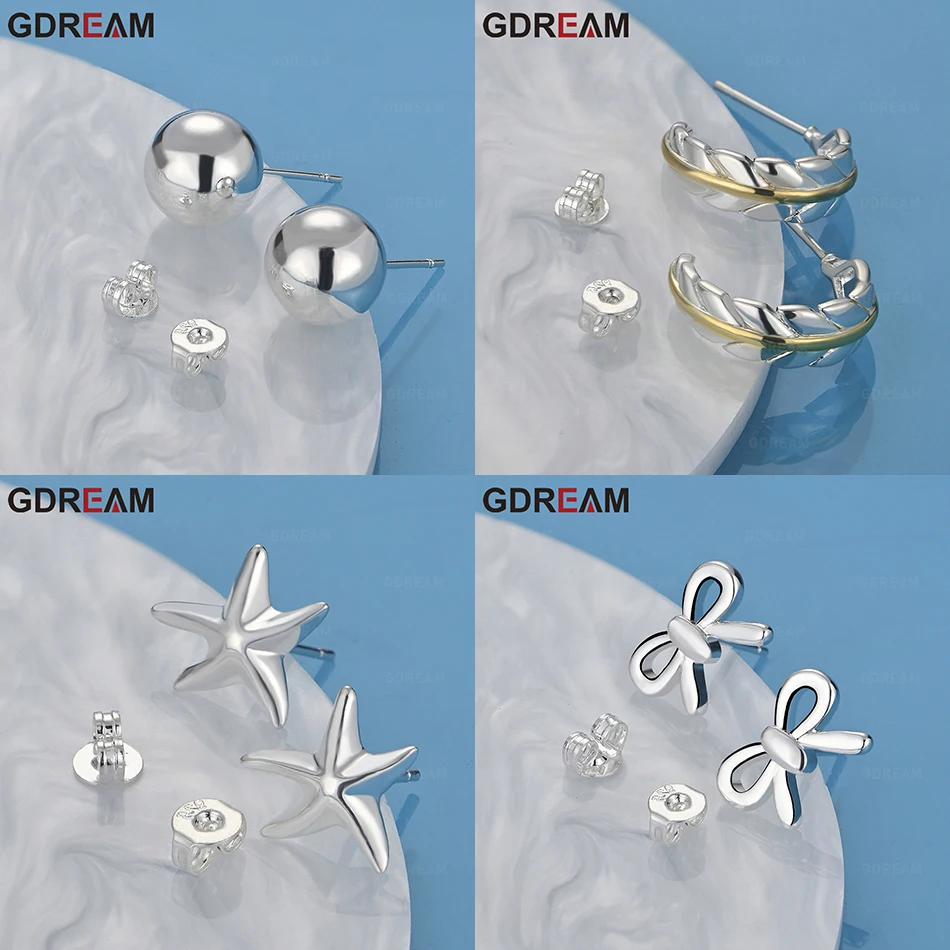 

GDREAM 925 Sterling Silver Color Separation Feather Earrings Cute Women Unique Accessories Party Jewelry
