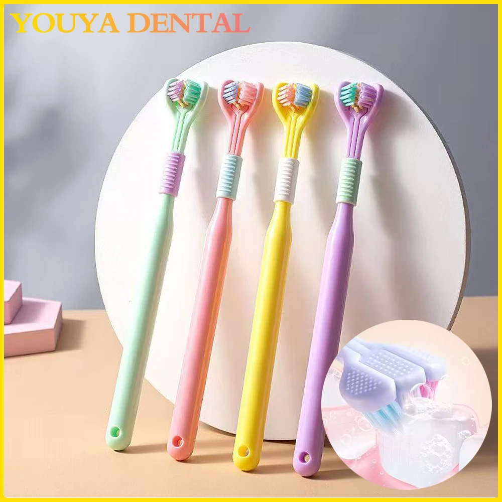 2Pcs 3-Sided Toothbrush for Comprehensive Cleaning Ideal Angle Design Raised Tongue Coating Brush Soft Bristles tooth brush