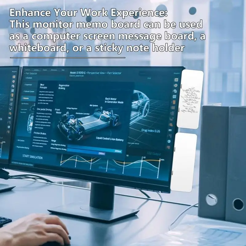 1PC Dry Erase Magnetic Message Memo PC Screen Computer Monitors Side Panel Planner Writing Record Message Board Remind Memo Pad