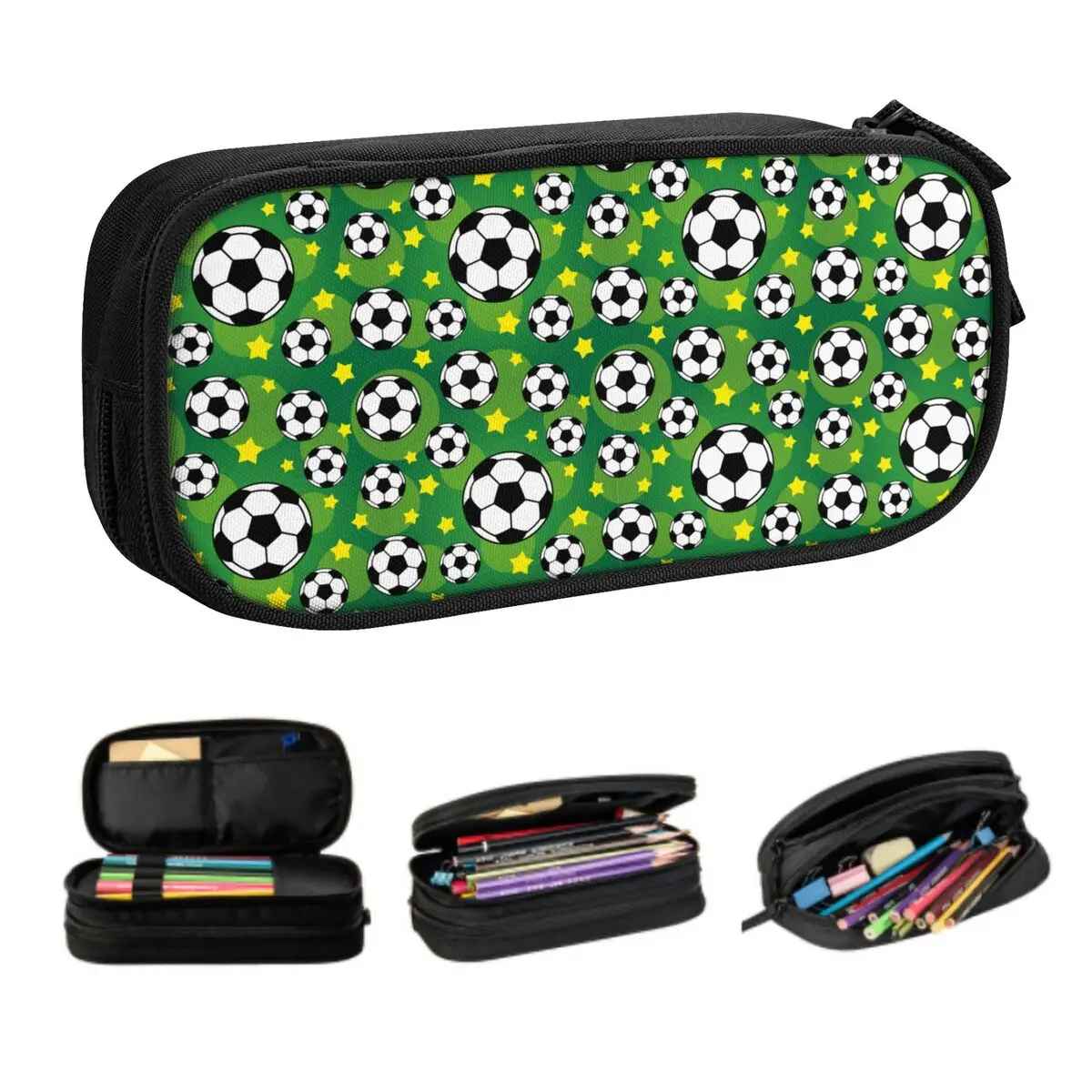 Custom Soccer Pattern Kawaii Pencil Cases Girl Boy Large Storage Football Sport Pencil Bag Pouch Students Stationery