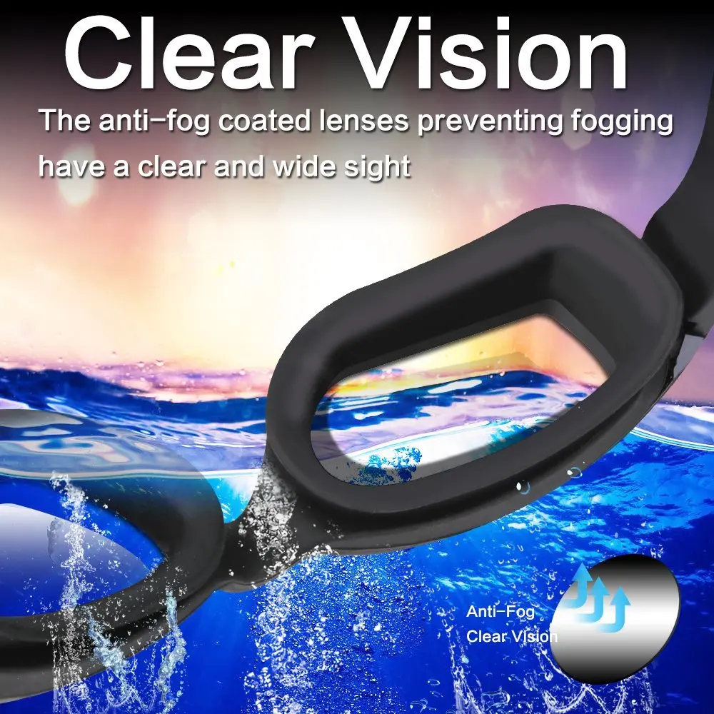 JSJM Professional Swimming Goggles Adult Anti-Fog Swim Glasses Waterproof Adjustable Silicone Swimming Glasses Eyewear Men Women