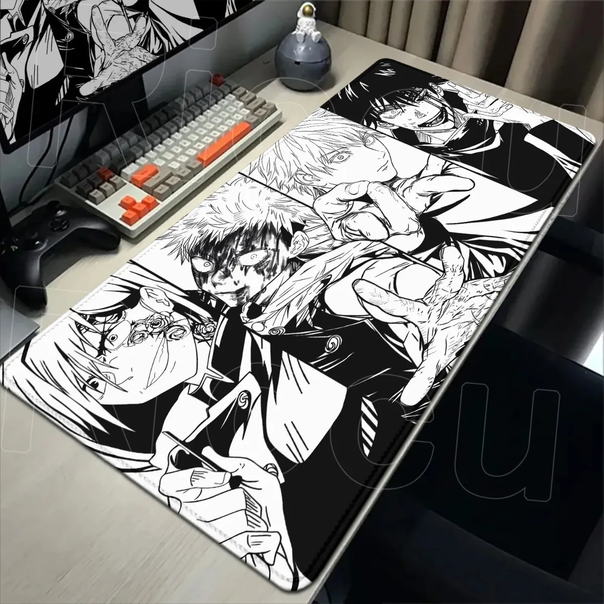 

Большой игровой коврик для мыши HD Black Anime, нескользящий настольный коврик для ПК и геймеров