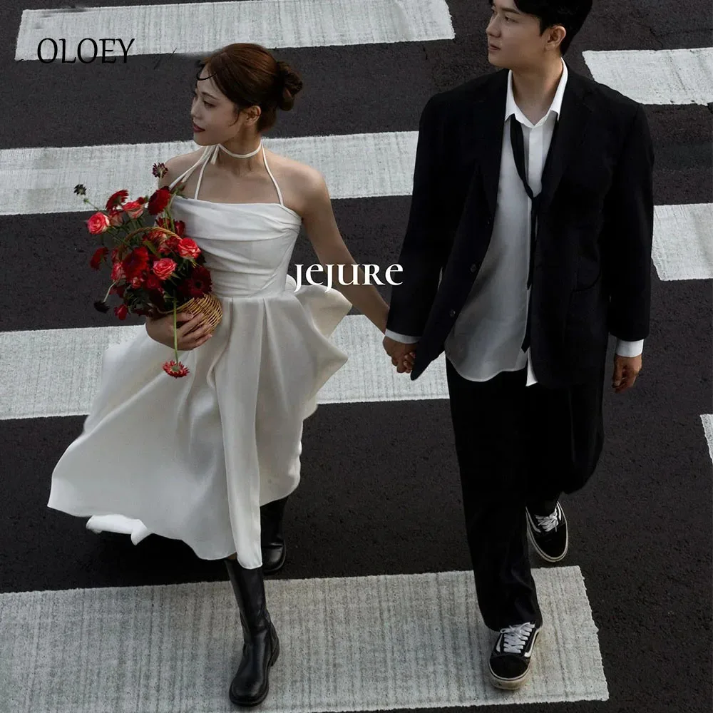 Oloey robes de mariée coréennes personnalisées en Satin doux magnifiques robes de soirée une ligne robe de soirée sans bretelles 2025