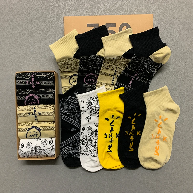 5 Pairs/Box Funny Cotton Men's Women's Socks  Harajuku Bag Sweet Jack Bandana Fashion Gifts