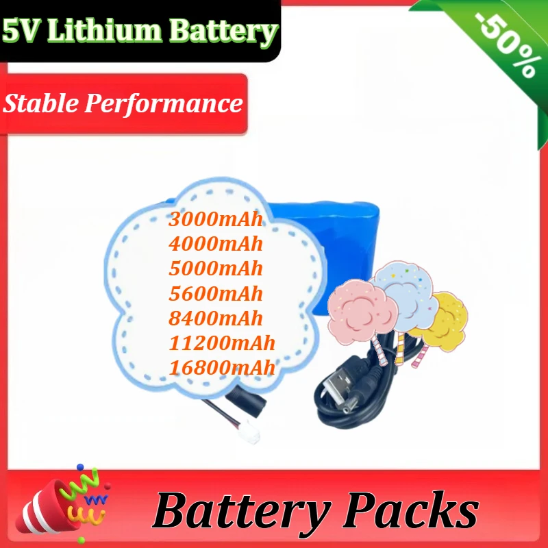 

Upgraded 5V Lithium Battery Packs Rechargeable Single Chip Microcomputer for Bluetooth Speaker USB Fan Outdoor LED Lamp Battery