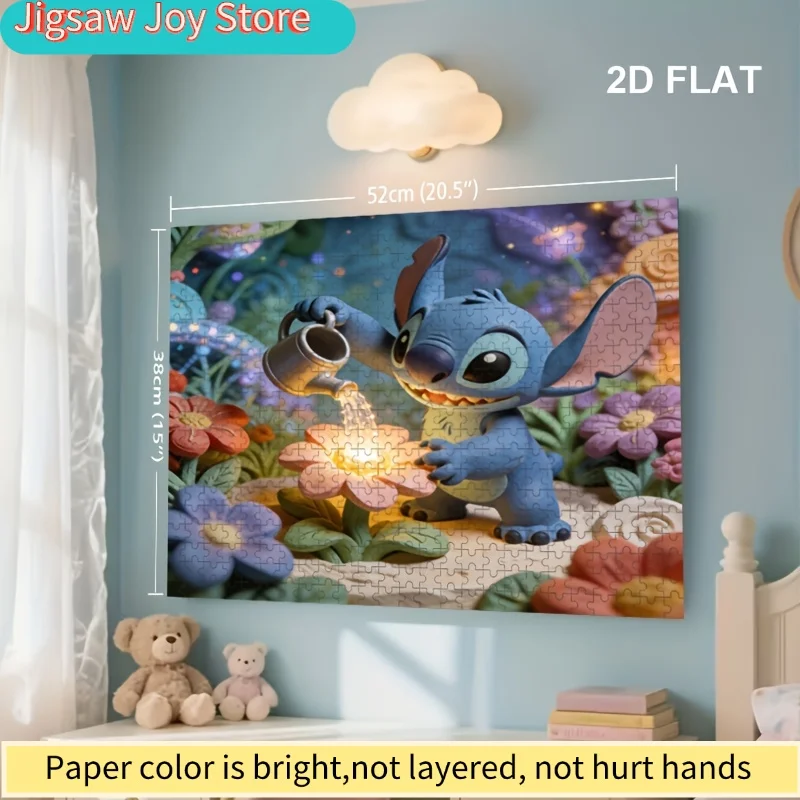 Decoração para Casa Disney com Impressão de Stitch e Mickey |   Quebra-Cabeça 2D Plano, Ideal para Desafios Mentais para Adultos, Adequado para Famílias