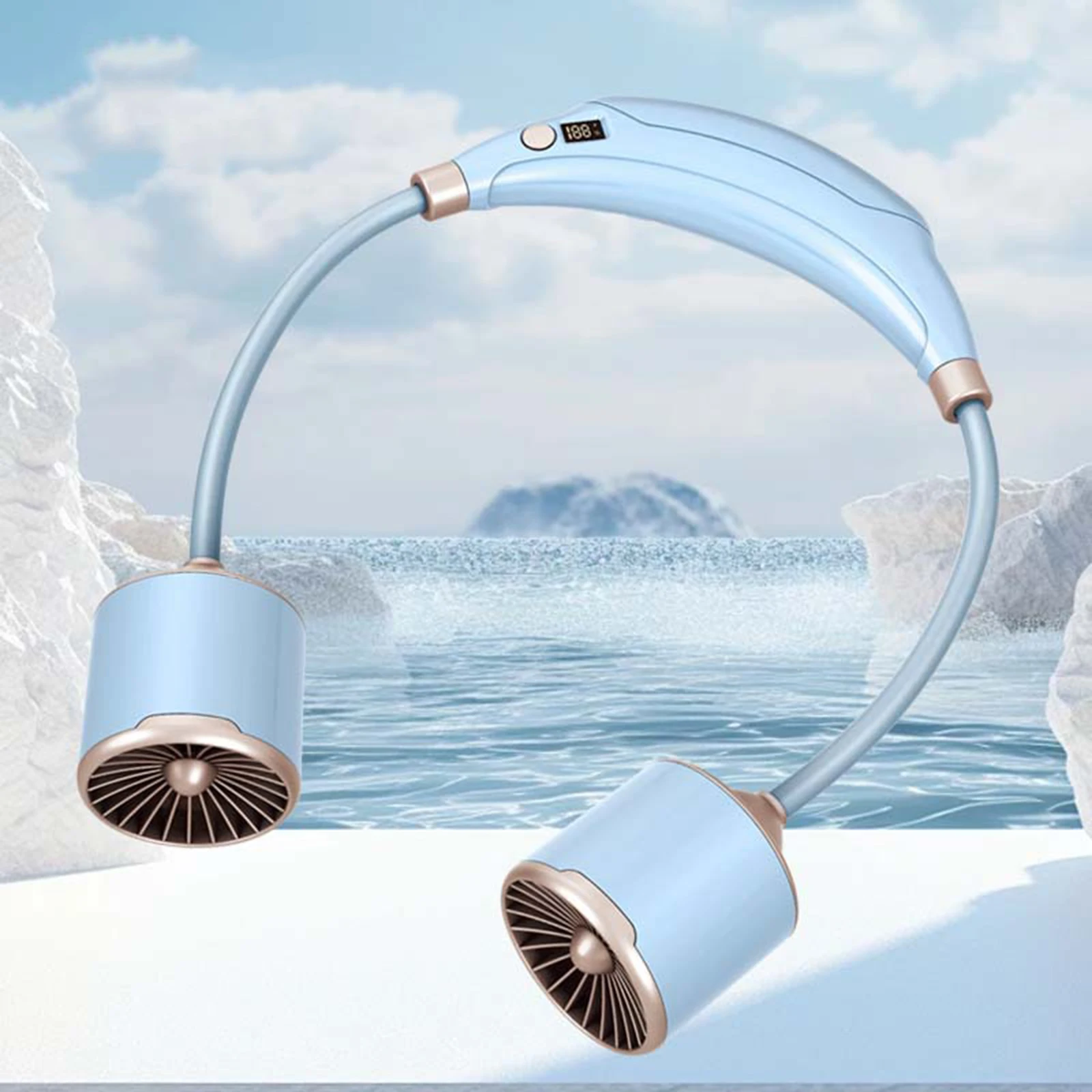 유연한 조절 가능한 저소음 충전식 목 걸이 선풍기, 실내 하이킹 요리용 웨어러블 개인 선풍기, 야외 여름 가정