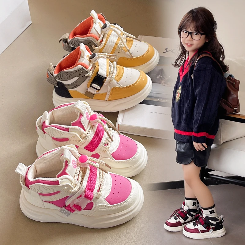 

High Top Multipiece Sneakers for Girls 2025 New Autumn Toddler Walking Shoes Soft Sole Breathable Versatile Kids School Sneakers