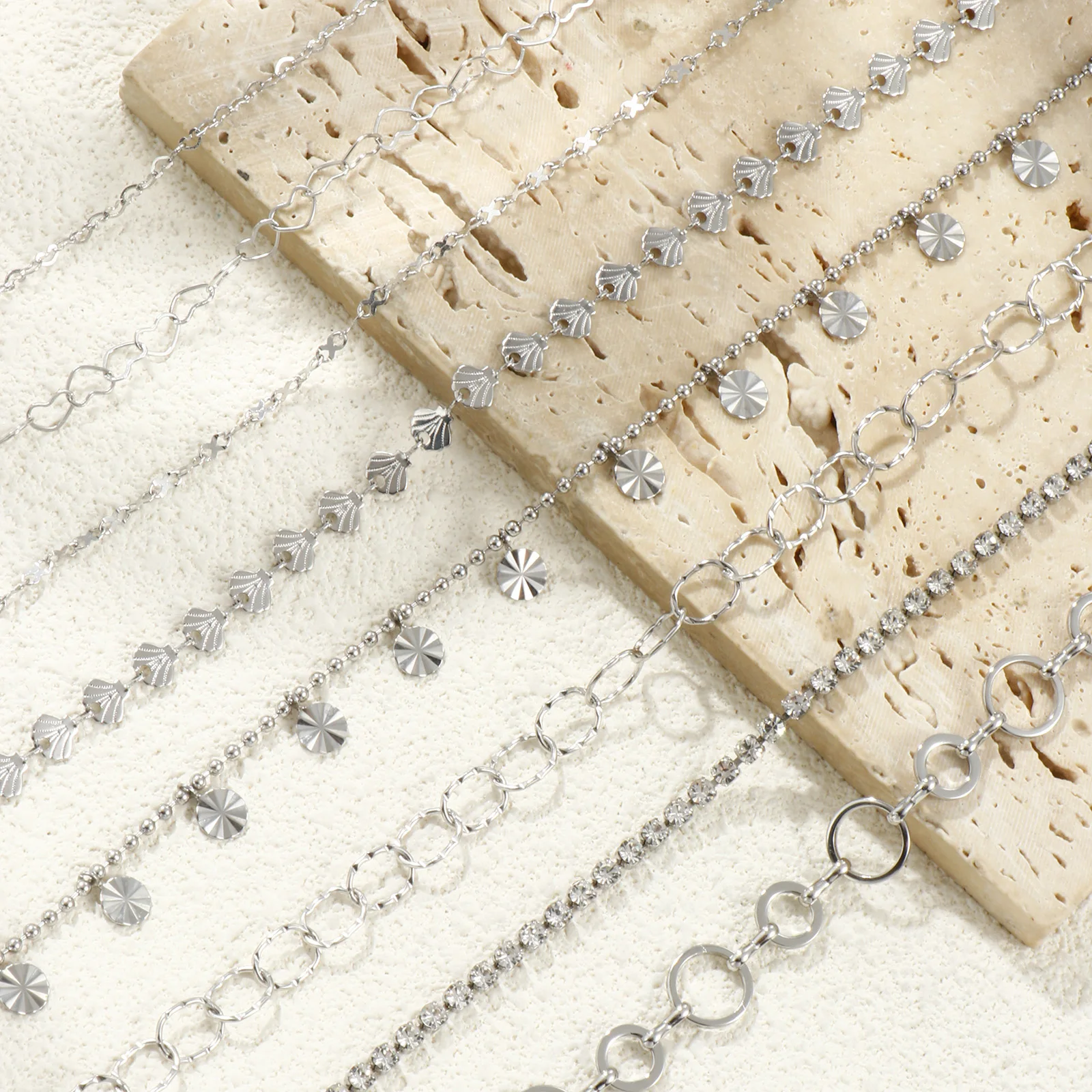 

Doreen Box 10-метровые цепочки из нержавеющей стали 304 серебряного цвета, разноцветная модная цепочка для самостоятельного изготовления ожерелья, браслета, ювелирных изделий