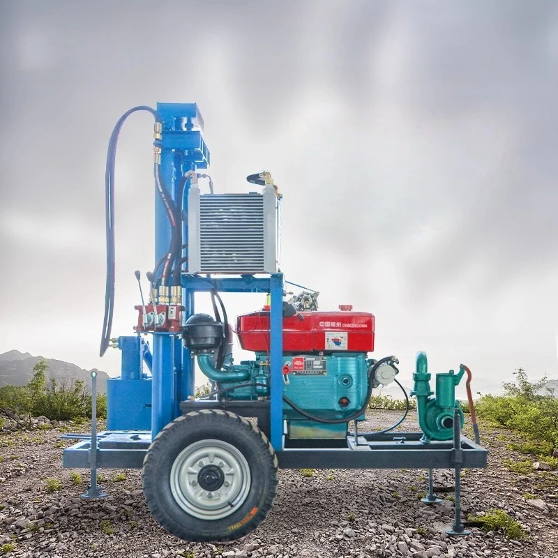 جهاز حفر الآبار معدات منزلية صغيرة 100 م 150 م معدات زراعية هيدروليكية ديزل جهاز حفر آبار المياه