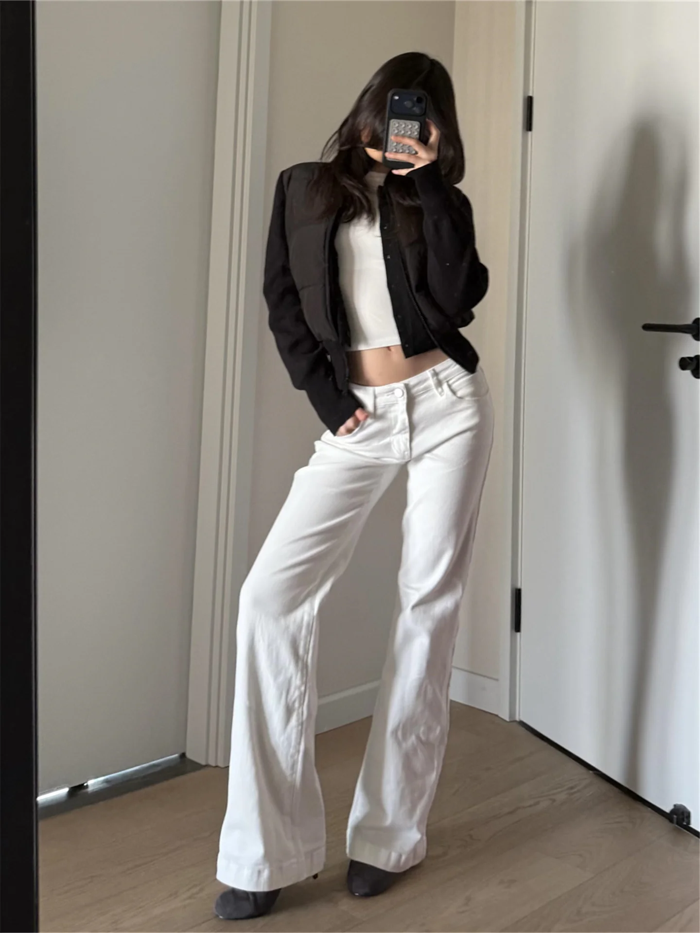 

Low Waist Bell Bottom Casual Jeans Women's Spring Autumn Loose Drapey Comfortable High Rise Extended Length Denim Pants