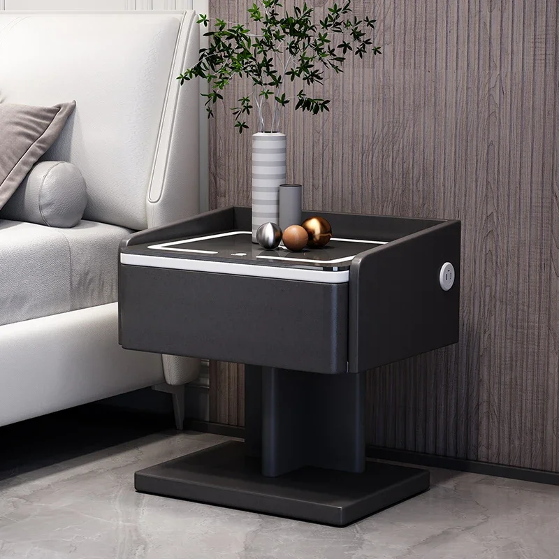 New Arrival Creative Smart Bedside Table with Wireless Charging Modern Style USB Bedroom Nightstands LED Light Side Cabinet