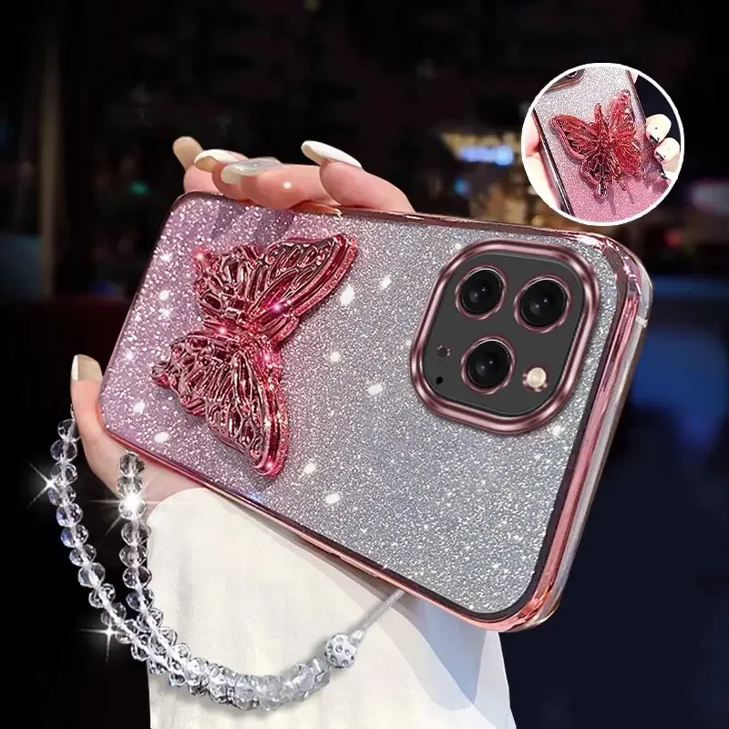 16ProMax Chapeamento suporte cordão Capa de telefone para iPhone 17 17ProMax 17Pro 11 7 8 7Plus 8Plus 17 SE2 SE3 Capa