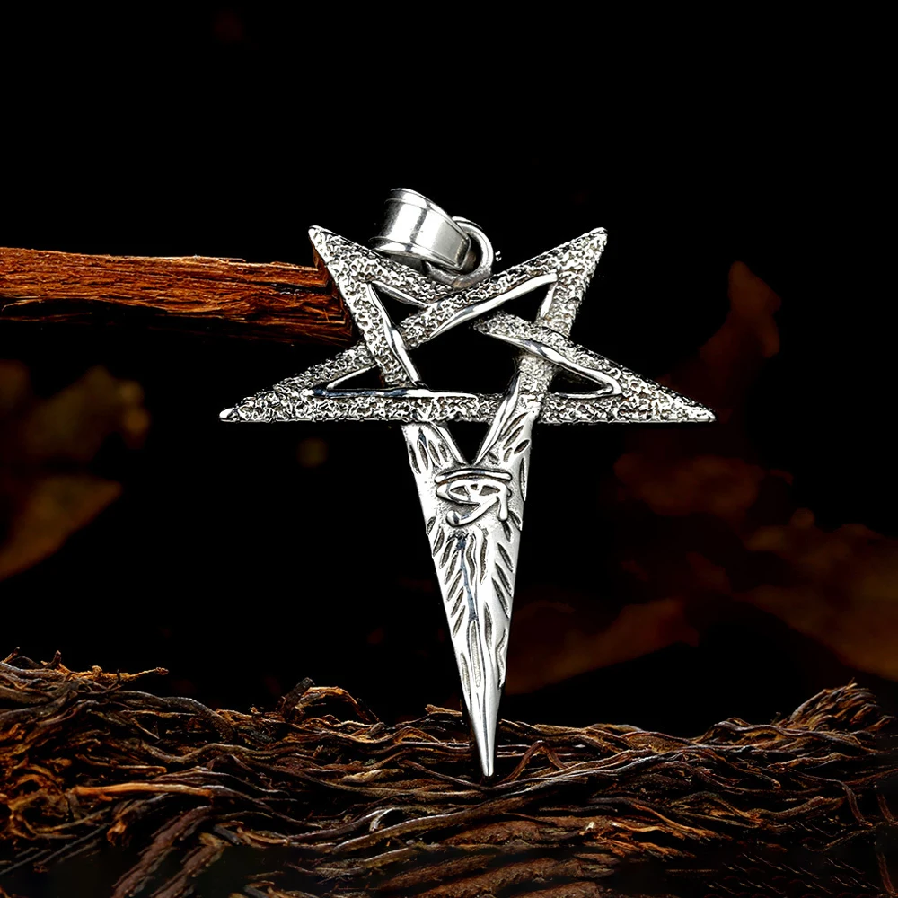 Vintage Creative Stainless Steel Devil Eye Pentagram Pendant Necklace For Men High Quality Fashion Charm Jewelry Gifts Wholesale